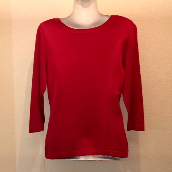 Boston Proper Sexy Raspberry Fitted Scoop Neck Sweater - Picture 6 of 9